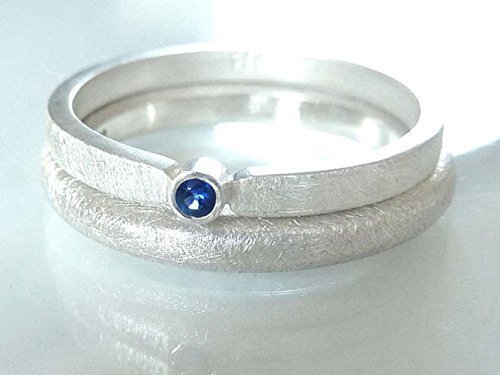 Verlobungsring Ring Sterlingsilber blauer Saphir