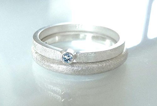 Verlobungsring Ring aus Sterlingsilber mit Topas hellblau