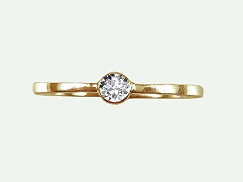 Verlobungsring - Gold 18 Kt., großer Diamant, Vorsteckring, leicht, elegant