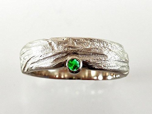 Ring Sterlingsilber Smaragd, einzigartige Struktur