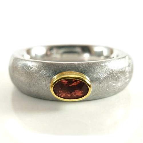 Ring Silber mit Turmalin und Gelbgold, Einzelstück