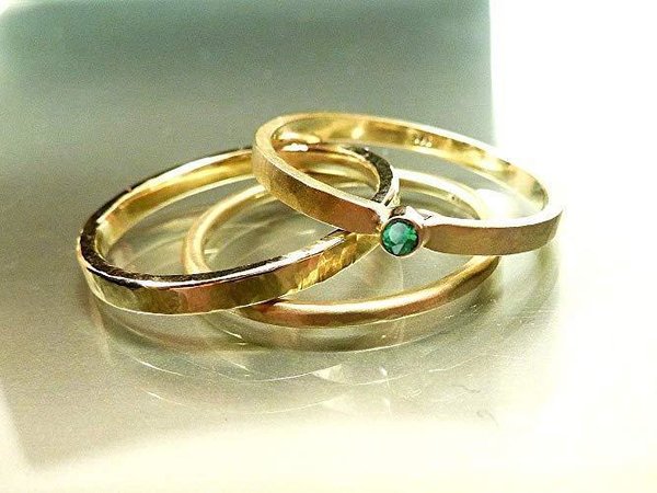 Verlobungsring, Goldring mit Smaragd, Vorsteckring